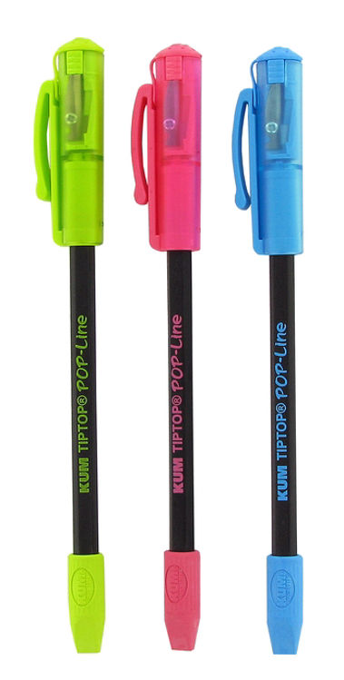 Picture of 8650 KUM TIPTOP POP-LINE PENCIL WITH ERASER AND SHARPENER